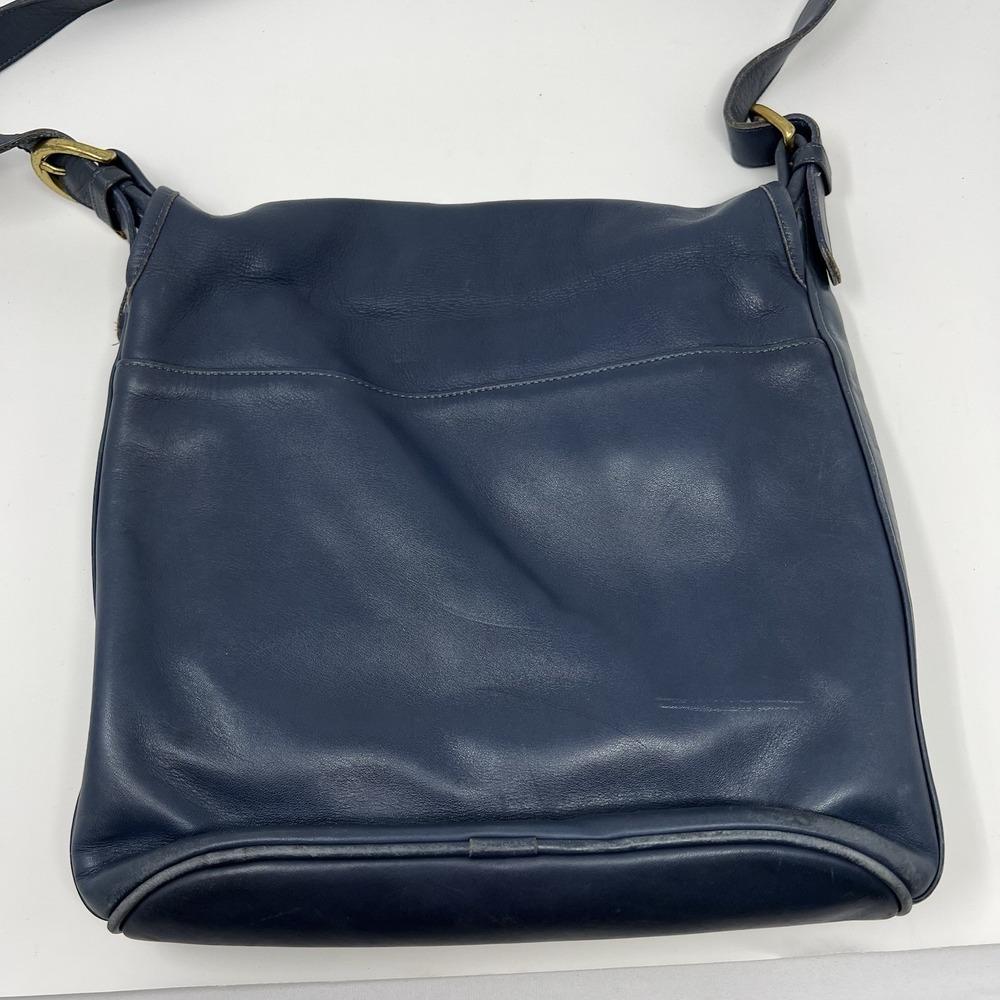 Vintage Coach 4115 Whitney Flap Crossbody Shoulder Bag Blue Leather Brass USA - Picture 7 of 16